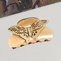 Elegant champagne gold butterfly hair claw clip with hollow wings and sparkling crystals - Brown