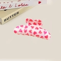 Süße Haarklammer mit Herzmuster und Perlmutt-Harz-Finish für Damen und Mädchen - Rosa Weißer Hintergrund Herz 10.3cm