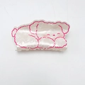 Süße Hunde-Haarklammer aus Acryl mit rosa Cartoon-Muster und weißer Marmor-Textur - Rosa Umriss Hund