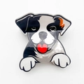 Cartoon Hund Haarklammer aus schwarz-weißem Acryl mit niedlichem Blitz-Muster - Schwarz-Weißer Husky Stil (Stil A)