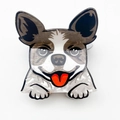 Süße braun-weiße Cartoon Hund Haarklammer mit Marmor-Textur aus Acryl für Mädchen - Farblock Frenchie Stil (Stil B)