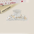 Elegant white mother of pearl hair claw clip with gold star and moon patterns - 9cm / Gray