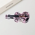 Violin shaped hair claw clip featuring pink leopard print and butterfly patterns - Pink Butterfly Guitar Style (Guitar B Style 10.2CM)