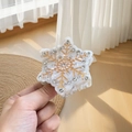Pinza para el pelo con forma de copo de nieve con pedrería blanca y nácar - Copo de Nieve Blanco con Strass