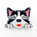 Süße Husky Hunde Haarklammer aus schwarz-weißem Acryl für Mädchenfrisuren im Alltag - Husky Pinkes Ohr Stil (Stil D)