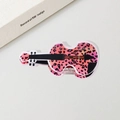Pink leopard print violin shaped hair claw clip for women made of premium acrylic - Pink Black Leopard Guitar Style (Guitar C Style 10.2CM)