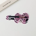 Violin-shaped hair claw clip with trendy pink leopard print pattern and metal spring - Pink Textured Guitar Style (Guitar E Style 10.2CM)