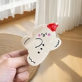 Christmas snowman hair claw clip with red hat and acetate finish for holiday hairstyling - White Red Hat Snowman