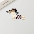 Pinza per capelli a forma di bassotto in acrilico crema marmorizzato con scritte - Stile Cane con Lettera
