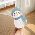 Cute snowman-shaped acetate hair claw with blue hat and scarf detail for women - Snowman Blue Scarf