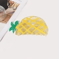 Simpatica molletta per capelli a forma di ananas in acrilico giallo con dettaglio foglia - Ananas (9cm)