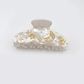 Pince à cheveux étoile et lune en nacre blanche avec strass et détails dorés élégants - Blanc