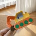 Simpatica molletta per capelli a forma di escavatore in acetato giallo e arancione - 9.4cm / Escavatore