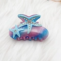 Pink and blue gradient starfish hair claw clip with white rhinestones and glitter finish - Purple Blue 8.7cm