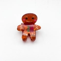 Gingerbread man hair claw clip in brown acetate material with festive icing details - Gingerbread Man 4.8cm