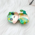 Pinza per capelli mostro verde menta con viso rosa e motivi floreali gialli - Yi Verde 8.2CM
