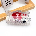 Cute polar bear hair claw clip in pearlescent white acrylic with red Kiss heart - White Kiss Bear