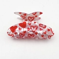 Romantische haarklem van acryl in parelmoer wit met rode hartjes voor damesaccessoires - Hart Stijl A (8cm)