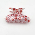 Witte marmeren haarklem van acryl met rode harten en lippenprint voor dames - Hart Stijl C (8cm)