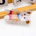 Pinza per capelli a forma di orso carino con finitura perlata e cuore rosso - Orso Bianco