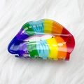 Lip shaped rainbow glitter acrylic hair claw clip for Valentine's Day styling - Style B-8cm