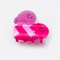 Pink heart-shaped acetate hair claw clip with pearlescent marble texture for women - Style C (6cm)