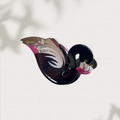 Elegant black flamingo hair claw clip with pearlescent marble patterns for women - 8.5cm / Black