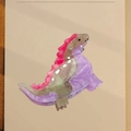 Cartoon dinosaurus haarklem met paars en marmergroen acetaat拼接 ontwerp - Paars 8.4cm