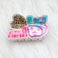 Acrylic hair claw clip with colorful leopard heart and romantic medical theme patterns - Style E-8cm