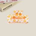 Translucent shark hair claw clip with vibrant orange citrus fruit print for women - Orange