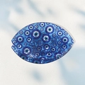 Molla per capelli francese con motivo occhio blu in acetato su superficie di pietra bianca - 7.5cm / Stile Blu A
