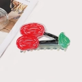 Pinza per capelli in acrilico con ciliegie rosse dipinte a mano su base trasparente - Ciliegia Piccola (9cm)