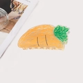 Pinza per capelli a carota in acrilico dipinta a mano con finitura arancione e verde - Ravanello (9cm)