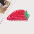 Cute strawberry shaped acrylic hair claw clip with hand-painted fruit graffiti details - Strawberry (9cm)