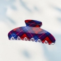 Classic red and blue plaid large hair claw clip with a glossy finish for women hair styling - Red and Navy Plaid / 10.2cm