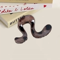 Elegante pinza per capelli in ambra tartarugata con motivo a onde su uno sfondo libro - Stile a Forma di U / 8cm / Grigio
