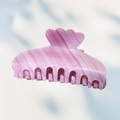 Large acetate hair claw clip featuring a purple and white gradient stripe pattern - 10.2cm / Pink