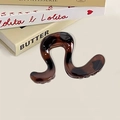 Elegante molletta per capelli tartarugata con design ondulato per acconciature moda - Stile a Forma di U / 8cm / Marrone Rosso