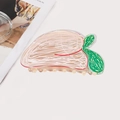 Sweet acrylic hair claw clip in a pink hand-painted peach design with green leaves - Peach (9cm)