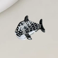 Mini pince à cheveux en forme de requin-baleine en acétate noir et blanc à pois - Requin Gris 3.9cm