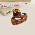 Molla per capelli a cuore asimmetrico con motivo tartarugato e finitura lucida elegante - Stile Zucca / 5.8cm / Ambra