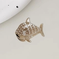 Mini pince à cheveux requin en acétate avec motif brun et pois blancs élégante - Requin Café Clair 3.9cm