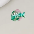 Mini pince à cheveux poisson en acétate vert et rose translucide pour coiffure créative - Poisson Rose Vert 3.5cm