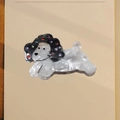 Molletta per capelli a forma di cane in acetato marmorizzato con strass colorati - Grigio Nero 9.5cm
