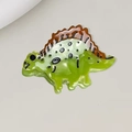 Pince à cheveux dinosaure vert mignon en acétate avec détails de plaques brunes - Dinosaure Vert 3.8cm