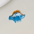Mini pince à cheveux en acétate motif dinosaure bleu avec détails d'épines orange - Dinosaure Bleu 3.8cm