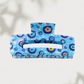 Ice blue rectangular acetate hair claw clip with unique evil eye patterns and shell finish - 10.3cm / Orange Blue Evil Eye