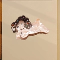 Pinza per capelli a forma di barboncino in acetato marmorizzato rosa con strass - Nudo 9.5cm