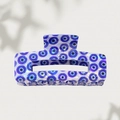 Rectangular hair claw clip featuring a blue evil eye pattern on a pearly white finish - 10.3cm / Deep Orchid Blue Evil Eye