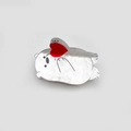 Süße Haarklammer weißer Polarbär aus Acryl mit rotem Herz und schillernder Textur - Weißer Herz Bär Stil 8cm